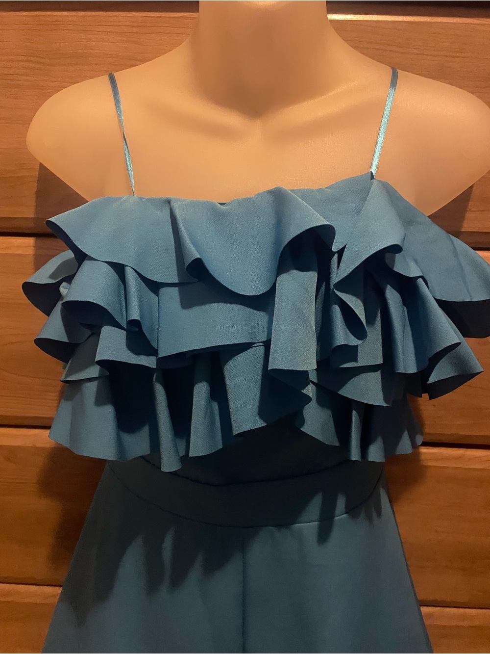 Blue Ruffle Strap Romper - Picture 2 of 6